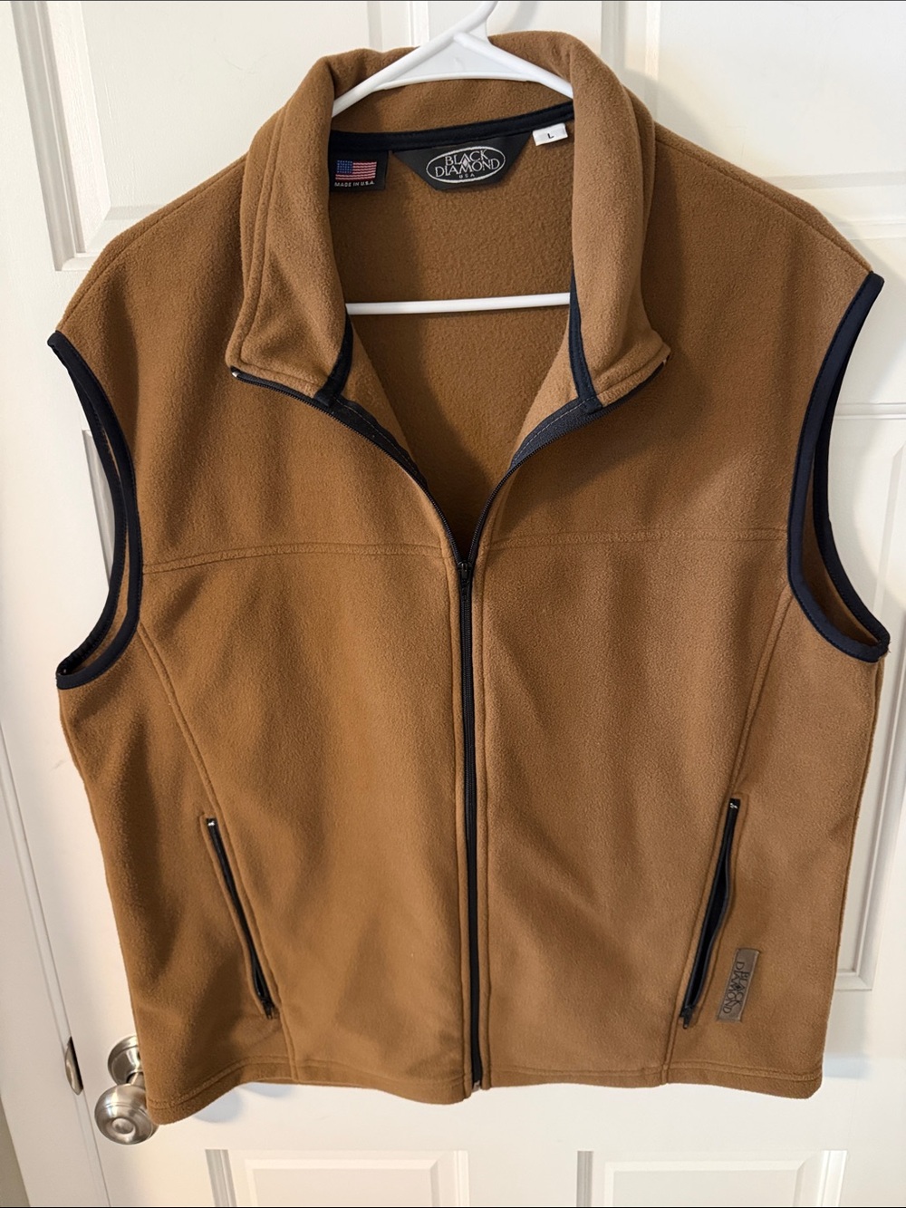 Vintage Black Diamond Mens Fleece Vest Brown Full Zip Gorpcore Made in USA Large